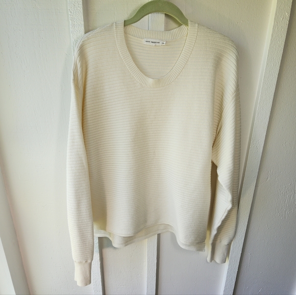 GOOD AMERICAN Ivory Women's Cream Sweater Ribbed Boxy Size 2 Medium - Picture 1 of 11